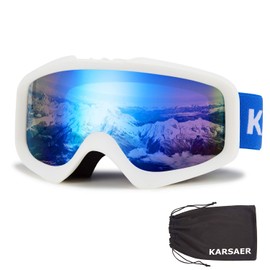 Karsaer Ski Goggles Anti-Fog Snowboard Goggles OTG 100% UV Protection Snow Goggles Bendable Dual-Lenses for Men Women Youth