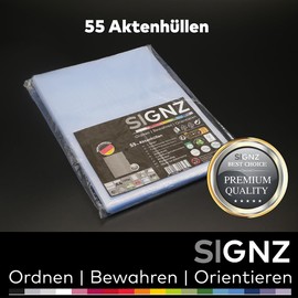 SIGNZ Document Wallets (DIN A4, Extra Strong 120 my), Pack of 55, Grained, CO2 Neutral, Made in Germany