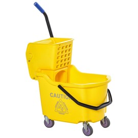 ZJMTOCYU Versatile Cleaning Bucket Cart with Side Press Wringer, 34 Quart Capacity for Cleaning, Yellow