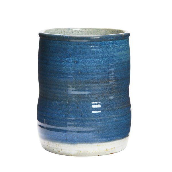 Creative Co-Op Stoneware Utensil Holder, Blue Reactive Glaze Dining/Entertain Tools, 5" L x 5" W x 6" H