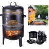 Unbranded 2Tier Charcoal Smoker BBQ Grill 3IN1 Outdoor Vertical Smoke