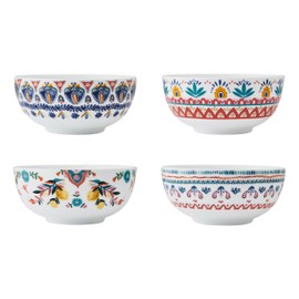 Mikasa Painted Medallion Set of 4 Bone China All Purpose Soup Cereal Bowl, 18 Ounces