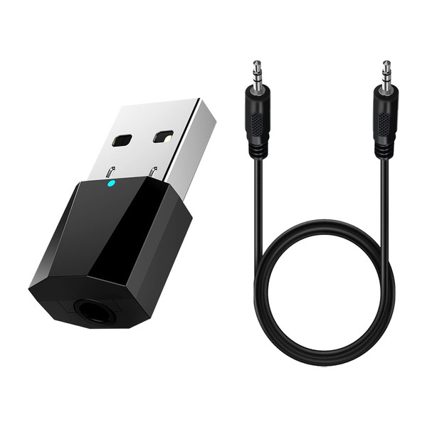 Bluetooth 5.1 USB Adapter Auto, USB Bluetooth Empfänger mit 3,5