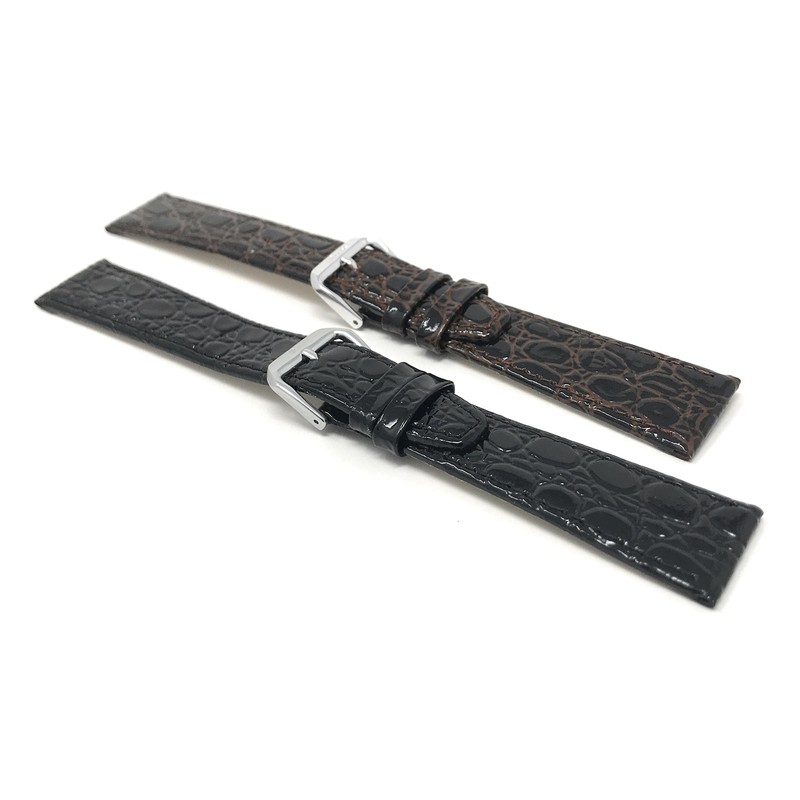 Bandini Italian Leather Watch Strap - Brown - Crocodile Pattern