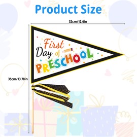 First Day of Preschool Banner, Pennant Banner Flags First Day of Kindergarten Flag Back School First Day of Preschool Sign for Teachers Students School Decorations
