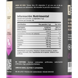Quercetina de 180 Cápsulas. Ingredientes naturales: Vitamina C, Jengibre y Zinc. Quercetin Blend B Life (180 Cápsulas)