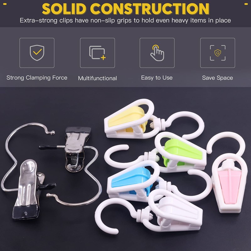Mardatt 20Pcs Multi Purposes Laundry Hanging Hooks Clips Set Include
