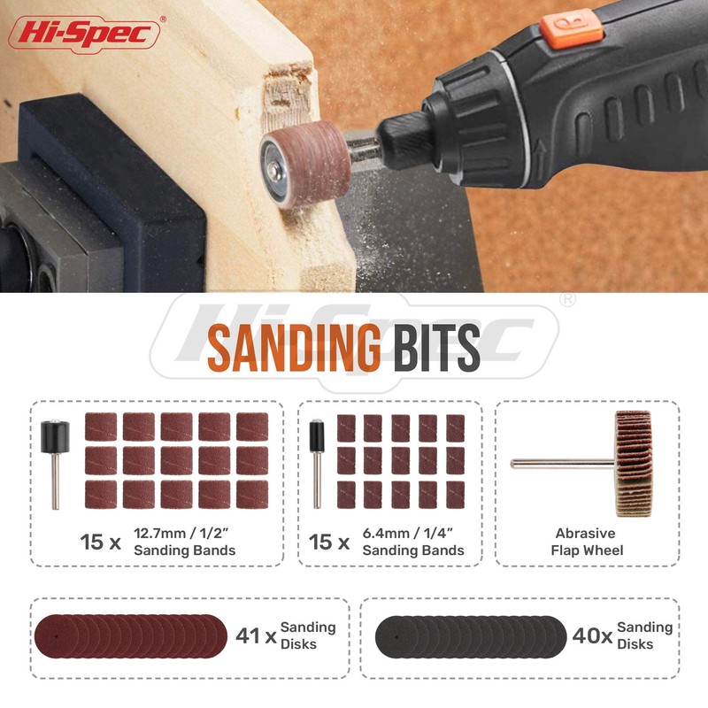 Hi-Spec Rotary Tool Accessories Set - 225 Piece Dremel Accessory,