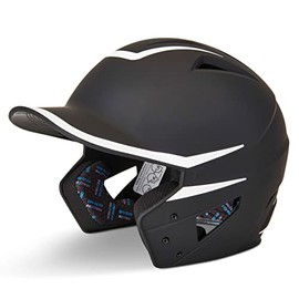 CHAMPRO HX Legend Plus Performance Baseball Batting Helmet with Removeable Jaw Guard in Two-Tone Color Matte Finish, HXM2BJ, Black, White, Junior