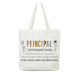 OZTEMETY Principal Gifts, Mentor Appreciation Gifts, Principal Motivational Tote Bags, Natural Canvas Tote Bags, Shoulder Bags With Floral And Eucalyptus Leaf Patterns And Leopard Prints-44
