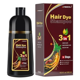 Bablabear MEIDU Brown Hair Color Shampoo for Women and Men,Instant Hair Dye Shampoo for Gray Hair Coverage, Herbal Ingredients, 3 in 1-100% Grey Cover