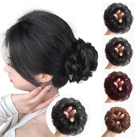 Sheepyo Bun Wig, 100% Human Hair, Scrunchy, Comb Type, Bun Wig, Hair Extension, Pointed Wig, Chignon, Kimono, Shichi-Go-San Festival, Wedding, Stylish, Popular, Women's (Natural Black, Rolled)