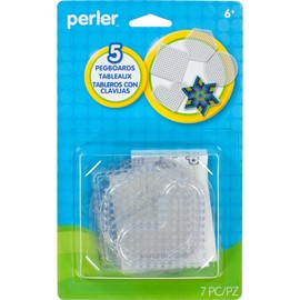 Perler Beads Basic Shapes Clear Pegboard Set, Small, Clear, 5 pcs