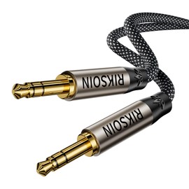 RIKSOIN Audio Cable, 3.5mm Silver Plated Copper Upgrade Audio Cable, AUX Auxiliary Cable, Male to Male Stereo Mini Plug High Resolution Sound Quality, Nylon Braid, Gold Plated Plug, Compatible with