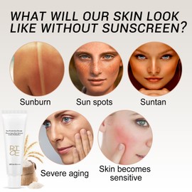 2PCS Rice Sunscreen With Probiotics, Organic Face Sunscreen With Rice, Spf 50 Moisturiser For Face&Body, Rice Sun, Cream Sun Lotion Cream For All Skin Types - 50G*2