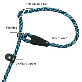 YUCFOREN 10FT / 20FT Long Slip Lead Dog Leash, 3/8" Thick Nylon Reflective Rope Anti-Choke Training Lead for Medium Large Dogs (20FT * 3/8"，Blue)
