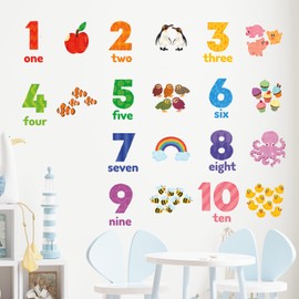 DECOWALL DS-2020 Number Wall Sticker Decor Kindergarten Nursery Kids Room DIY Wall Decal Sticker Wall Art Stickers Boys Girls Teens Kids Bathroom Decor Vinyl Bedroom Teen Kids Wallpaper Wallpaper