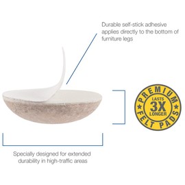 SoftTouch 4715295N Extended Wear Felt Furniture Pads for Hard and Uneven Surfaces