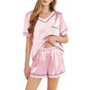 SHEFOTY Silk Pajamas for Women Short Sleeve Satin 2 Piece