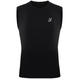 Roadbox Boys Youth Sleeveless Compression Shirt, Quick Dry Kids Football Undershirt, Athletic Soft Tank Tops Sport Basketball Black