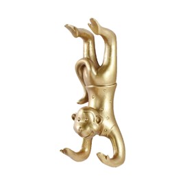 WJXFHTD 1PCS Cute Wall Coat Hooks Monkey Wall Hook Animal Coat Hooks Wall Mounted Cat Key Hook Resin Hooks for Wall Unique Wall Hooks Decorative Suitable for Bedroom, Living Room (Gold Monkey)