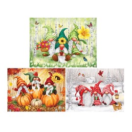 Bits and Pieces - Value Set of Three (3) - 1000 Piece Jigsaw Puzzles for Adults - 1000 pc Seasonal Gnomes Jigsaws Bundle by Artist Makiko - 20” x 27”