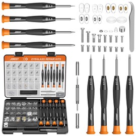 JOREST Glasses Repair Tool Kit, Glasses Repair Kit with Small Screws, Nose Pads, Tweezers, Cleaning Cloth and Precision Screwdrivers, Suitable for Glasses, Sunglasses and Frameless