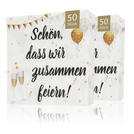 CraftWerk Servietten 100er Pack - Schön dass wir zusammen feiern - Servietten mit Spruch für Geburtstag, Party, Polterabend - 32 x 32 cm