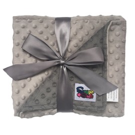 (Grey/Charcoal) - Reversible Baby Blanket Minky Dot (Grey/Charcoal)