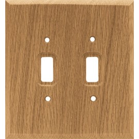 Brainerd 64658 Wood Square Double Switch Wall Plate / Switch Plate / Cover, Medium Oak