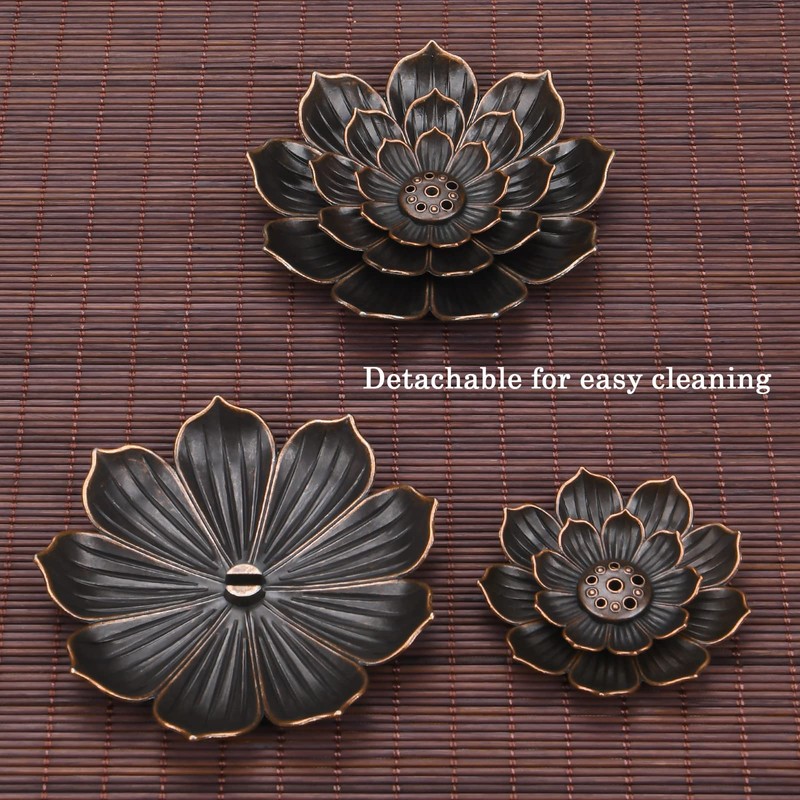 SLKIJDHFB Lotus Incense Holder Brass Stick Incense Holder Cone Coil