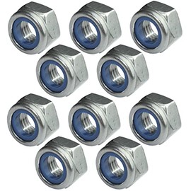 AERZETIX - C49570 - Set of 10 Locking Nuts Hex M12 Outer 19 mm - Stainless Steel 2 - Self-Locking Nuts with Nylon Ring