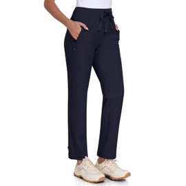 MoFiz Women's Hiking Pants Lightweight Outdoor Quick Dry Travel Joggers Water Resistant Athletic Pants Zipper Pockets Navy Blue XS