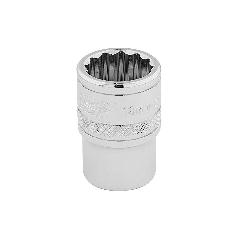 Draper 33202 1/2" Square Drive 12 Point Socket, 18mm Size