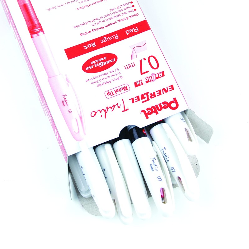 Pentel Energel Tradio Medium Tip Red Ink Roller Ball Pen