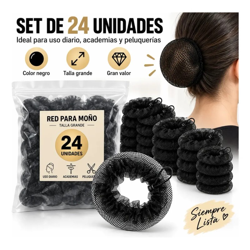Lthys - 24 Pzs Red Cabello Ballet Con Encaje Elástica