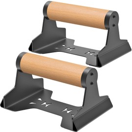 SELEWARE Wood Push Up Bars, Pushup Stands with Wood Handles & Heavy-Duty Steel Bracket, Non-Slip Lion Design Base Parallettes Bars for Calisthenics, Handstand & Strength Training, Supports 600lbs