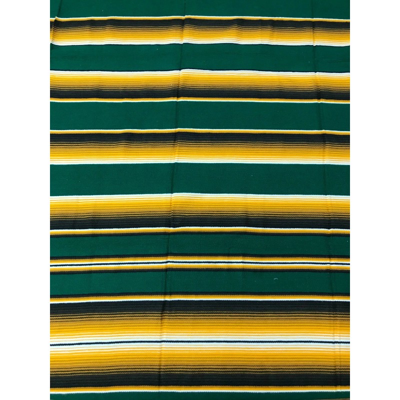 FALSA Mexican Blanket Hand Woven RASTA Serape Throw Yoga green/yellow/brown
