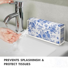 Kordory Acrylic Guest Towel Holder for Bathroom, Clear Waterproof Splashing Vertical Napkin Holder for Kitchen, Disposable Hand Towel Holder, Modern Dining Table Napkin Tray for Home, Hotel, Office