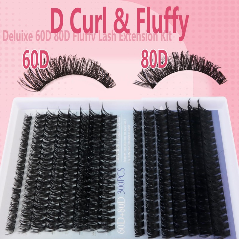 Cluster Lashes D Curl Fluffy Individual Eyelashes Lash Extension Kit