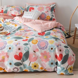 BUPIRD Twin Comforter Set Floral 2 Pieces Soft Cotton Bedding Floral Comforter Set Garden Style Red Floral Botanical Flower Comforter Set for All Seasons 1 Comforter and 1 Pillowcases (Floral, Twin)