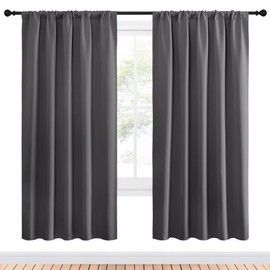 NICETOWN Blackout Curtain Panels for Window - Thermal Insulated Rod Pocket Blackout Drapes/Draperies for Dining Room (2 Panels, W52 x L72 inches, Grey)