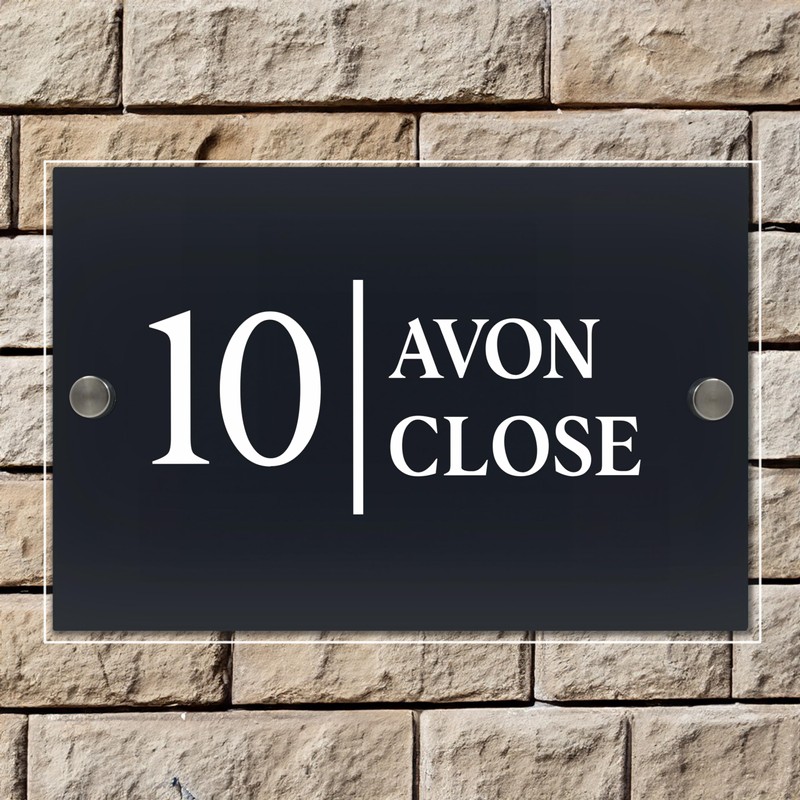 Badgemaster Layered Glass Effect Modern Anthracite Acrylic House Number Sign