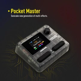 SONICAKE Pocket Master Guitar Bass Amp Modeling IR Cabinets Simulation Multi-Effects with Stereo OTG USB Audio Interface BT Audio 1.77" LCD Color Screen Transparent Black