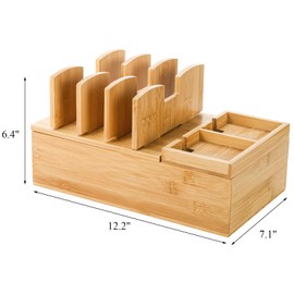 Fasmov Bamboo Charging Station, Charging Stand for Multiple Devices, Electronic Device Desktop Dock Stations Organizer, Cell Phone Docking Stations for Multi Laptop, Tablets, IPads, Watch, Earbuds