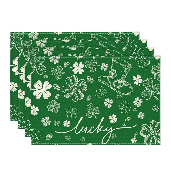 Artoid Mode Hat Clover Shamrocks Lucky St. Patrick's Day Placemats