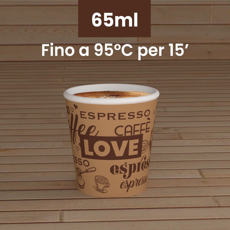 Eurocali 200 Espresso Paper Cups 65 ml Biodegradable Coffee Disposable