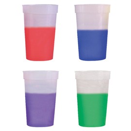 12oz Color Changing Stadium Cup, Durable plastic cups, BPA FREE, Reacting to ice cold liquids, Set of 12, Frosted Assorted -MADE IN USA