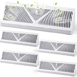 Yaocom 4 Pcs Baseboard Register Vent 15 Inch Duct Opening Size Baseboard Vent Covers Baseboard Diffuser Adjustable Corner Baseboard Return Air Grille for Home Floor Wall Air Flow Control(White)