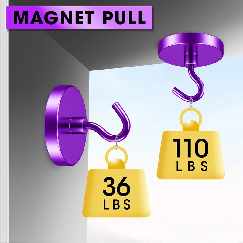 VNDUEEY Heavy Duty Magnetic Hooks, 110 Lbs Strong Magnets with